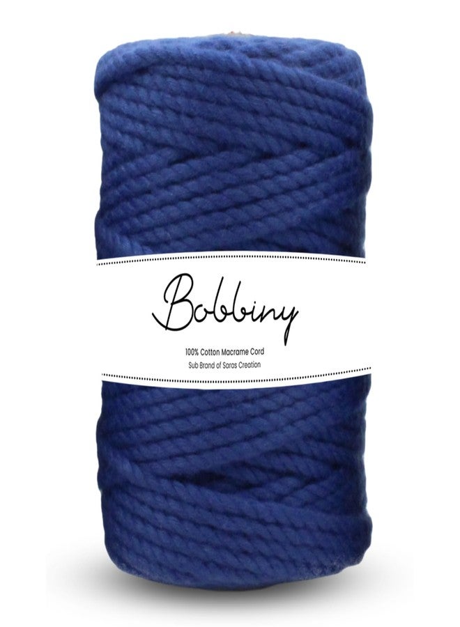 Bobbiny | 3 Ply Twisted Macrame Cotton Cord Dori (Roll Packaging) Thread for Macrame DIY and Other Projects | Royal Blue | 4mm,10 Meter